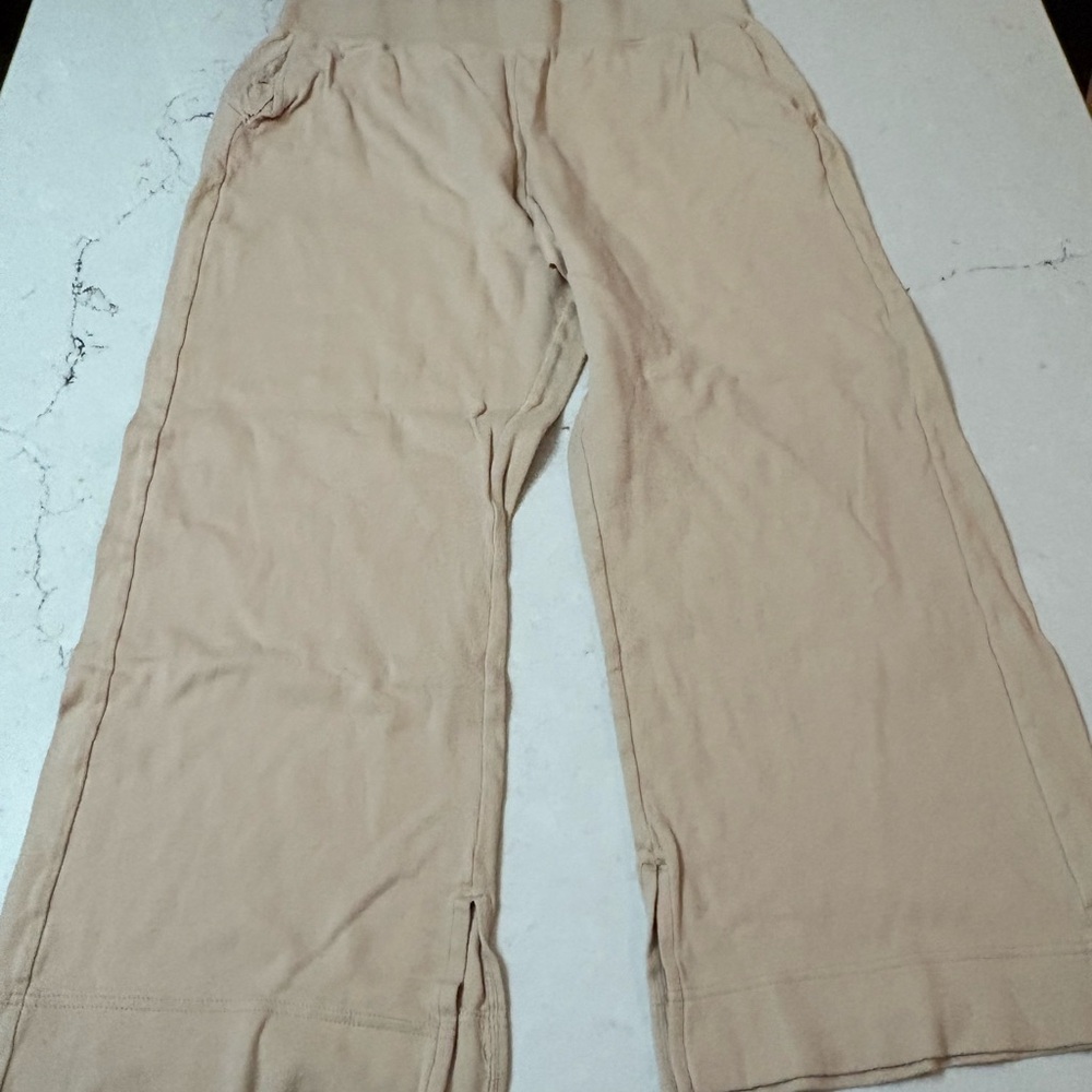 Pact Wide Leg Pants Womens Medium Organic Cotton Elastic Waist Lounge Neutral